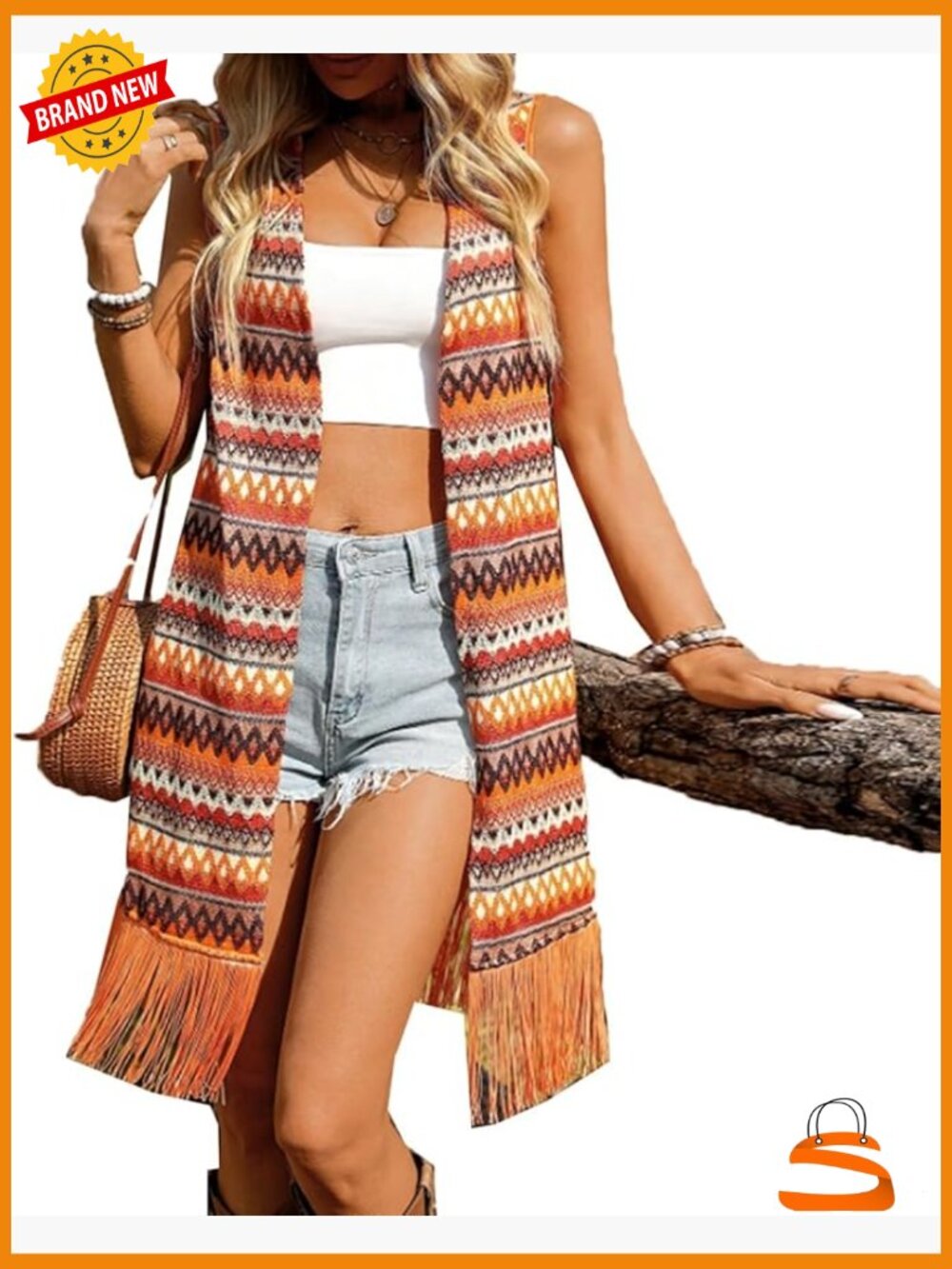 Boho Long Sleeveless Cardigan Vest with Fringe Tassel
